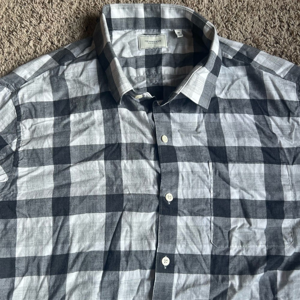 7 Diamonds Button Down Shirt Plaid XXL Gray